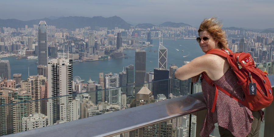De Skyline van Hong Kong vanaf The Peak