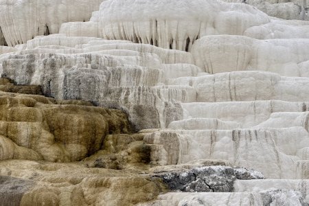 Mammoth Hotsprings bestaat uit veranderende travertijn