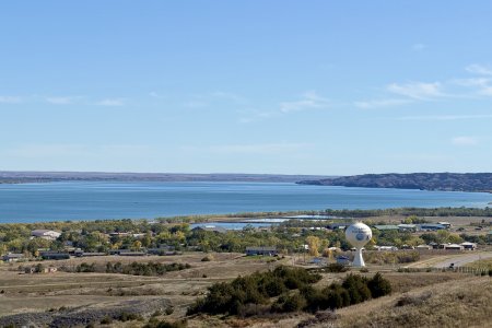 Uitzicht op de Missouri River en Lower Brule in een Indianen reservaat