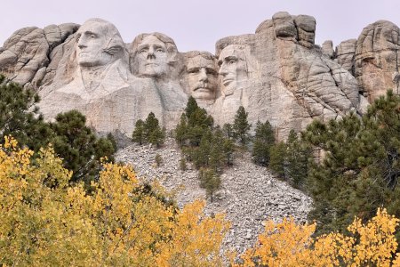 George Washington, Thomas Jefferson, Theodore Roosevelt en Abraham Lincoln