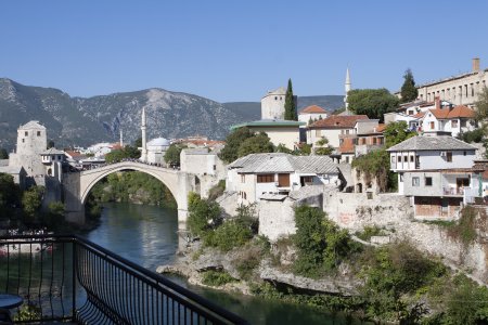De oude brug van Mostar gezien vanaf ons guesthouse