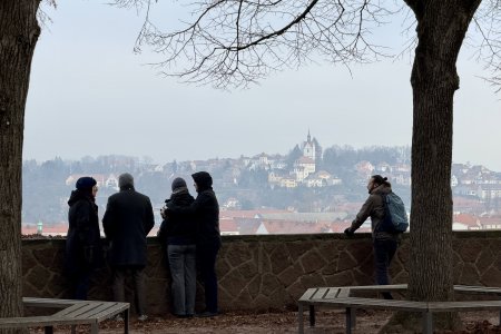 Het uitzichtpunt bij de Dom met zicht op de Elbe