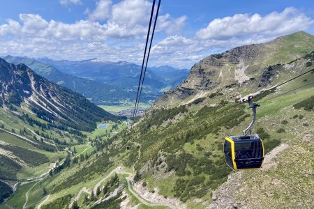 Met het gondeltje van de Nebelhorn naar beneden