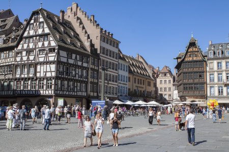 Het plein rond de kathedraal van Notre Dame