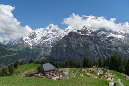 Uitzicht op drie 4000ers, de Mönch, Eiger en Jungfrau