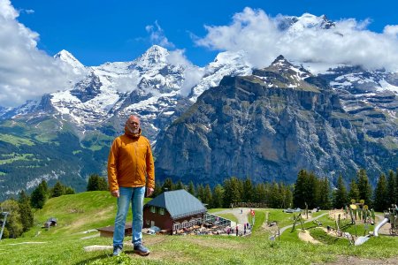 We hebben uitzicht op drie 4000ers, de Mönch, Eiger en Jungfrau