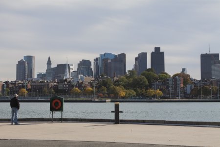 De skyline van downtown Boston
