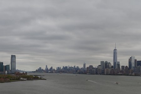 De skyline van Manhattan en Jersey City NJ