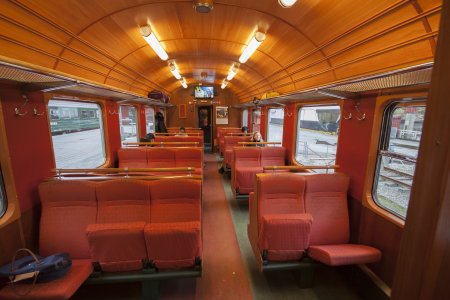 Het interieur van de Flamsbana trein