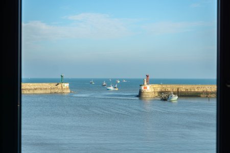 Uitzicht vanuit ons vakantie appartement in Port-en-Bessin-Huppain