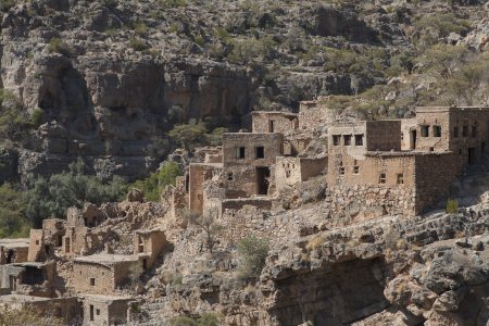 Een verlaten dorp in een Wadi