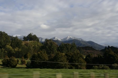 Onderweg vanuit de auto genomen