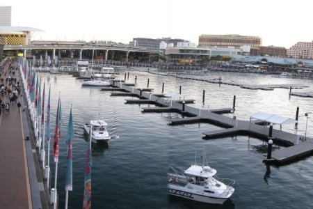 Australië, het toeristische Darling Harbour in Sydney