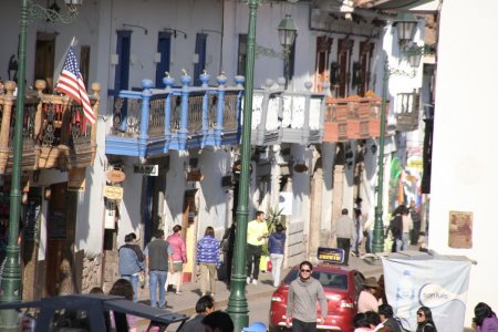 Vrijwel alle gebouwen in Cuzco hebben een balkon